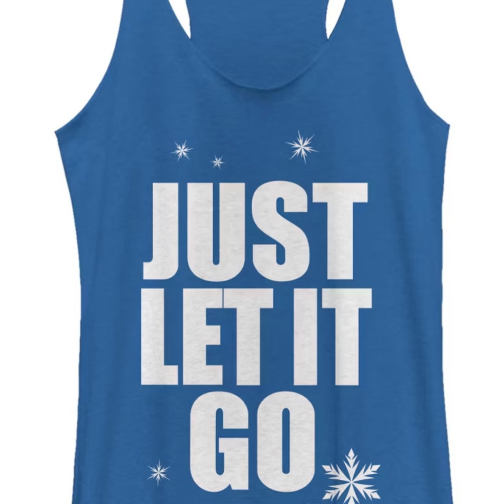 Disney just Let it Go Blue Graphic Tank Top - Picture 2 of 7